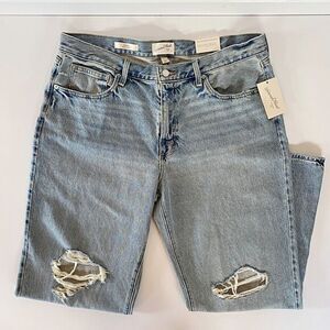 NWT 90s Grunge Baggy Distressed Oversized Boyfriend‎ Jeans 14 Straight Mid-Rise